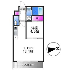 プレシオ森之宮 1LDKの間取図画像