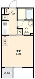 グランパセオ新宿 4階1Kの間取り