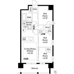 プレシス上福岡 9階3LDKの間取り