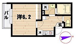 ベルジュ六郷 1Kの間取図画像