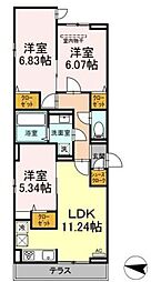 アナシエ赤塚 3LDKの間取図画像