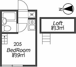 ベルシティー高砂 1Kの間取図画像