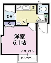 オータムバレー田端 3階1Kの間取り