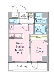 Ｅｖｅｒ　Ｇｒｅｅｎ豊玉 6階1LDKの間取り