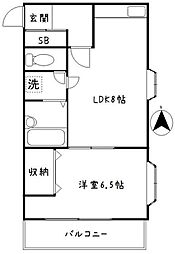 n・T・Kハイム 1LDKの間取図画像