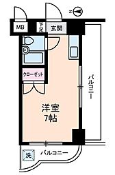 エレガンス綾瀬6 8階ワンルームの間取り