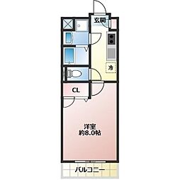 ローラ 3階1Kの間取り