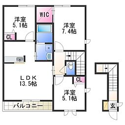 ＭＡＳＴ　ＣＯＵＲＴ秋葉 2階3LDKの間取り