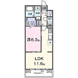 京王相模原線 京王堀之内駅 徒歩15分の賃貸アパート 2階1LDKの間取り
