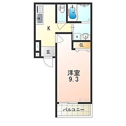 京阪本線 西三荘駅 徒歩7分の賃貸アパート 1階1Kの間取り