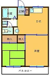 コープ上道 2階2DKの間取り