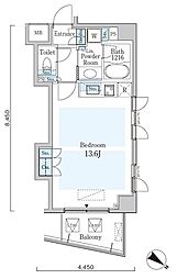 オーキッドレジデンス六本木 ワンルームの間取図画像