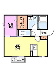 ピースフルベル 1LDKの間取図画像