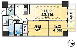 クロスレジデンス神戸元町 2LDKの間取図画像