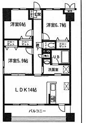 ロイヤルメドゥ北戸田 3LDKの間取図画像