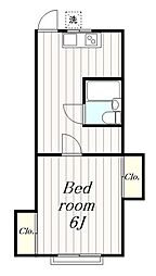 小田急小田原線 読売ランド前駅 徒歩13分の賃貸アパート 2階1DKの間取り