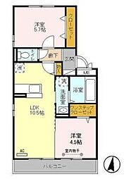クレセントM5 2LDKの間取図画像