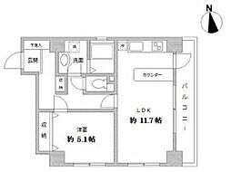 ラクラス田原町 1LDKの間取図画像