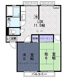 サンビレッジ和光A棟 2LDKの間取図画像