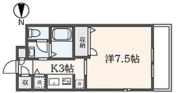 コンフォガーデン赤堤 2階1Kの間取り