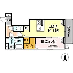 D-abanico 1LDKの間取図画像