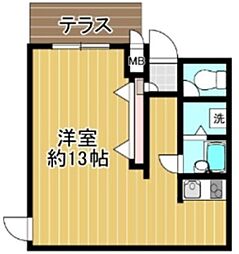 マノアール・ドゥ・ソレイユ 1階ワンルームの間取り