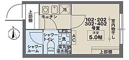 COCOFLAT戸越公園 1Kの間取図画像