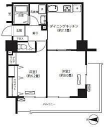 サンフィールド西日暮里 2DKの間取図画像