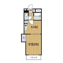 京王相模原線 京王永山駅 徒歩9分の賃貸マンション 1階1Kの間取り