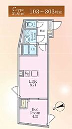 エルファーロ中野IX 1LDKの間取図画像