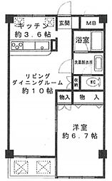 ライツ菊川 5階1LDKの間取り