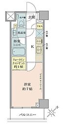 ザ・パークワンズ目黒不動前 1Kの間取図画像
