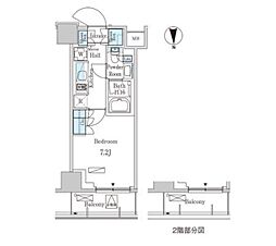 パークアクシス池袋 7階1Kの間取り