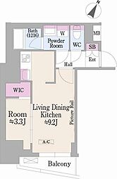 グランハイツ曙橋 7階1LDKの間取り