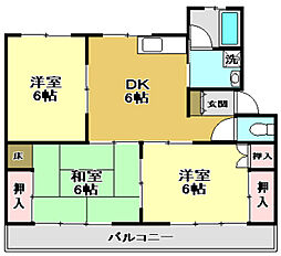 クレール・イワタ 3DKの間取図画像