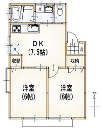 ルーミー石神 2DKの間取図画像