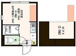 ハーモニーテラス東十条 ワンルームの間取図画像