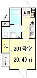 CFジオーレ北綾瀬テラス 1Kの間取図画像