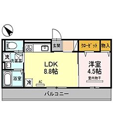 ウィステリアフィレール 1LDKの間取図画像