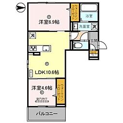 ゲズント桂 2LDKの間取図画像