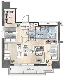 アーバネックス新御徒町 8階2LDKの間取り