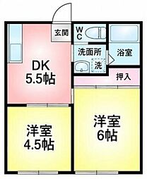 ハイツ梨花 2DKの間取図画像
