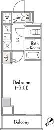 エマーレ行徳 1Kの間取図画像