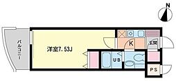 BELAIR MEGURO 2階1Kの間取り