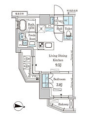パークアクシス木場キャナルウエスト 1LDKの間取図画像
