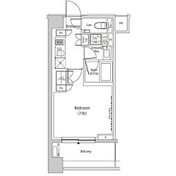 ザ・パークハビオ目黒プレイス 5階1Kの間取り