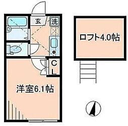 ラ・メール溝の口 1Kの間取図画像