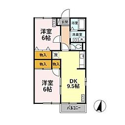 M・ミレニアム 2DKの間取図画像