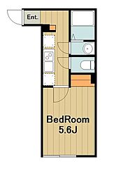 ポーラスター南橋本2 3階1Kの間取り