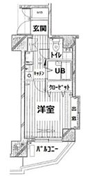 パークウェル三軒茶屋 1Kの間取図画像